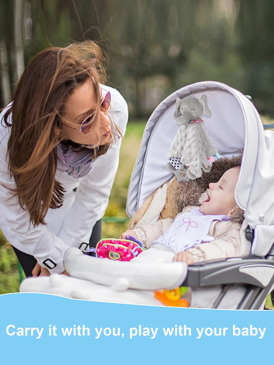 Newborn safety blanket with animal design and soft teether